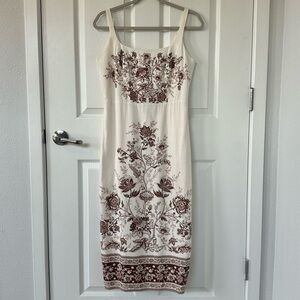 Christian Lacroix Floral Linen Midi Dress